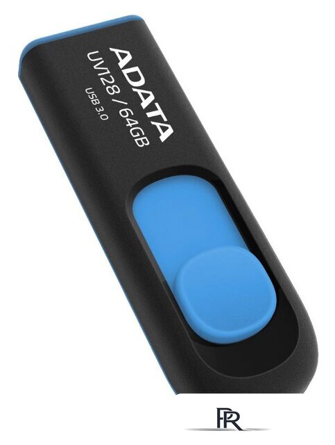 USB Flash ADATA DashDrive UV128 64GB (черный/синий) - Изображение №2 — Интернет-магазин ПроЗаказ