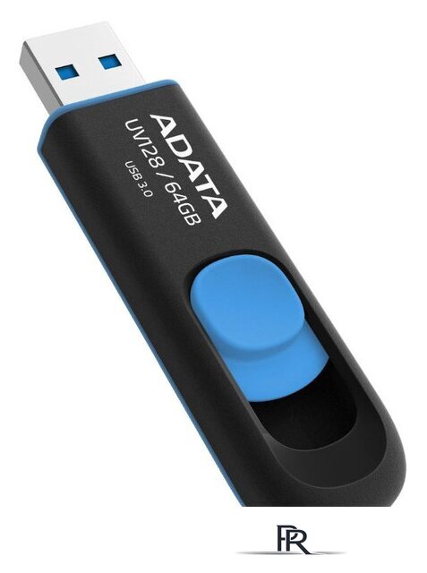 USB Flash ADATA DashDrive UV128 64GB (черный/синий) - Изображение №3 — Интернет-магазин ПроЗаказ