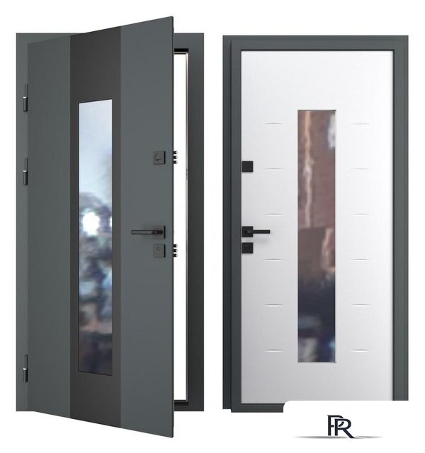 Металлическая дверь Guard Inox Black 96x205 (левая, графит/экосатин белый) - Изображение №1 — Интернет-магазин ПроЗаказ