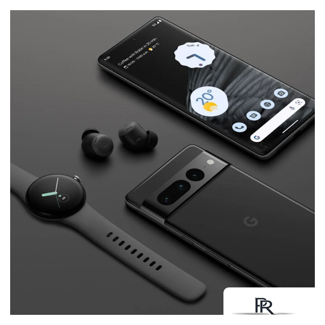 Умные часы Google Pixel Watch (глянцевый серебристый/угольный, спортивный силиконовый ремешок) - Изображение №2 — Интернет-магазин ПроЗаказ