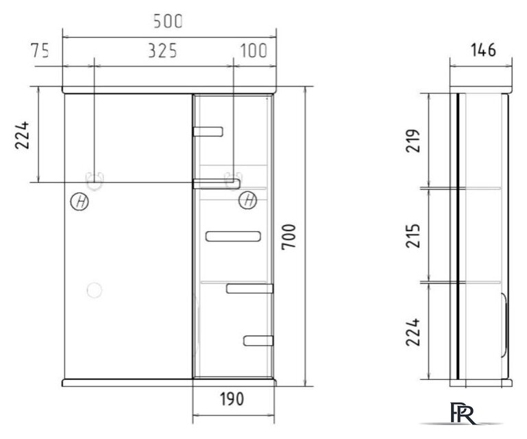  Volna Шкаф с зеркалом Joli 50 R (белый) - Изображение №9 — Интернет-магазин ПроЗаказ