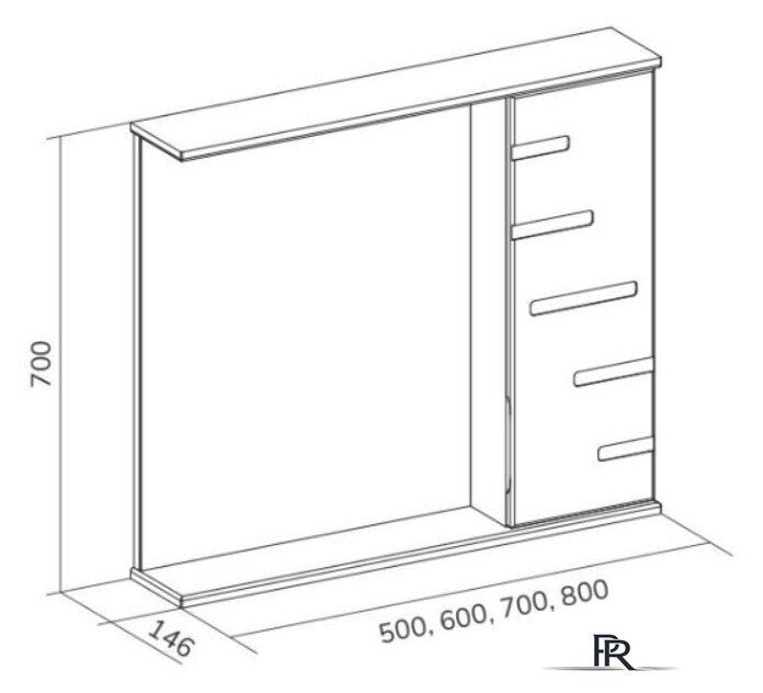  Volna Шкаф с зеркалом Joli 50 R (белый) - Изображение №10 — Интернет-магазин ПроЗаказ