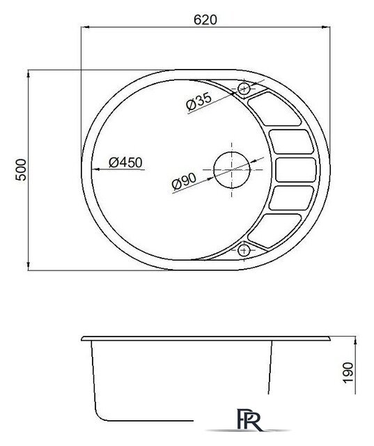 Кухонная мойка Marblan Ovata R (оникс,с сифоном) - Изображение №6 — Интернет-магазин ПроЗаказ