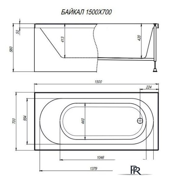 Ванна Alex Baitler Baikal 150x70 - Изображение №5 — Интернет-магазин ПроЗаказ