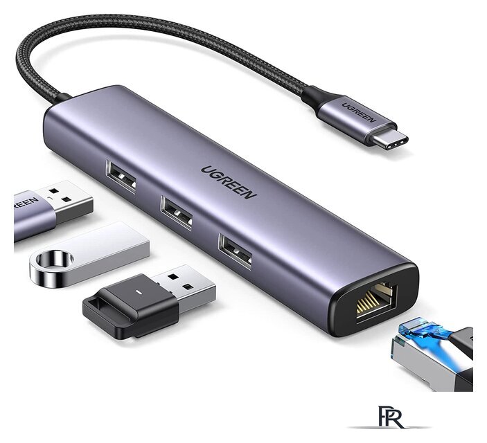 USB-хаб Ugreen CM475 USB C to Ethernet 60600 - Изображение №1 — Интернет-магазин ПроЗаказ