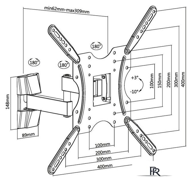 Кронштейн для телевизора Ultramounts UM903 (черный) - Изображение №9 — Интернет-магазин ПроЗаказ