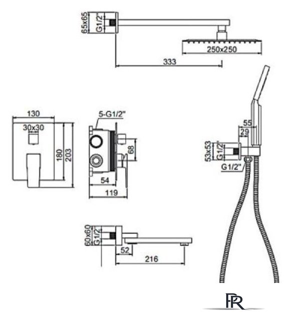 Душевая система  Ledeme L2478-2 - Изображение №2 — Интернет-магазин ПроЗаказ