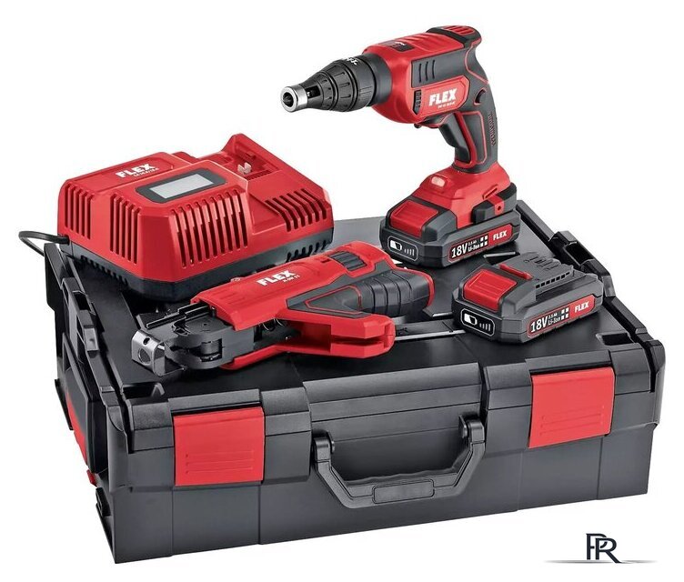 Шуруповерт для гипсокартона FLEX DW 45 18.0-EC M/2.5 Set 466824 (с 2-мя АКБ 2.5 Ач, кейс, насадка автоподачи) - Изображение №1 — Интернет-магазин ПроЗаказ