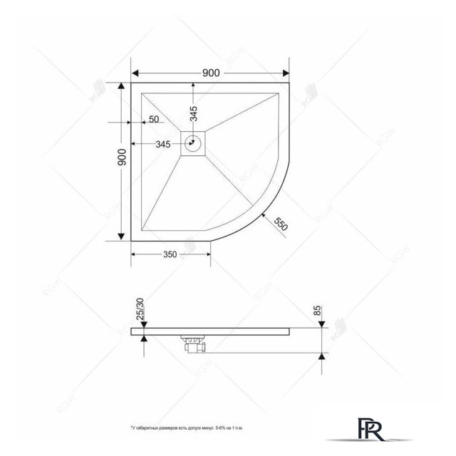Душевой поддон RGW ST/R-0100G 16153100-02 100x100 - Изображение №2 — Интернет-магазин ПроЗаказ
