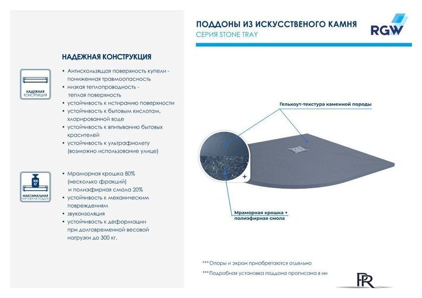 Душевой поддон RGW ST/R-0100G 16153100-02 100x100 - Изображение №4 — Интернет-магазин ПроЗаказ