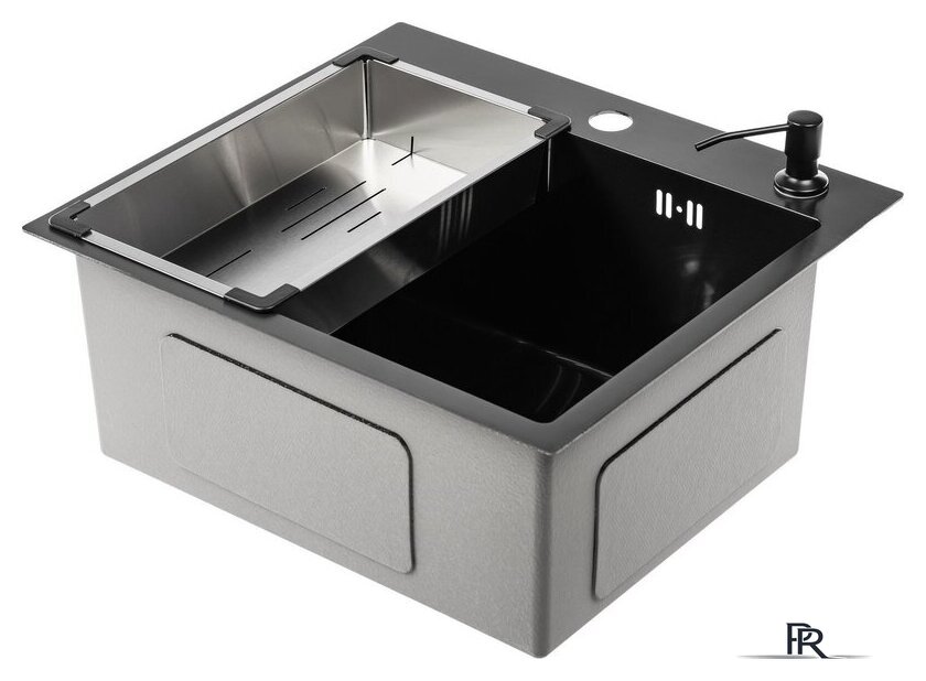 Кухонная мойка Saniteco 5045 PVD (с сифоном, дозатором и коландером) - Изображение №3 — Интернет-магазин ПроЗаказ