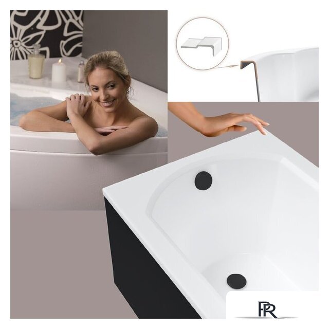 Ванна Lauter Haven 160 21202006 (с ножками, черным подголовником и черным лиц.экраном) - Изображение №6 — Интернет-магазин ПроЗаказ