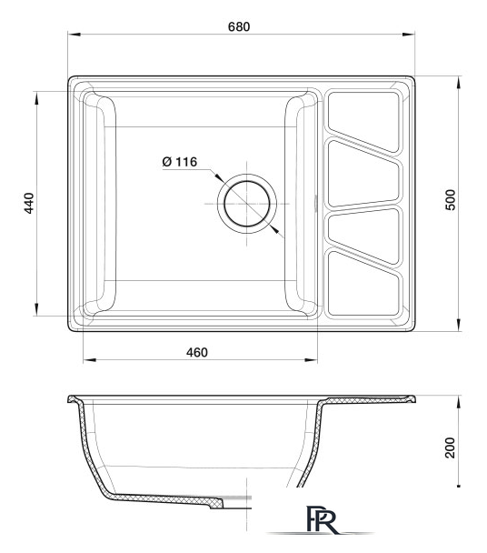 Кухонная мойка GranFest GF-V-680L (песочный) - Изображение №4 — Интернет-магазин ПроЗаказ