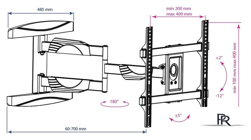 Кронштейн для телевизора Kromax ATLANTIS-60 (черный) - Изображение №3 — Интернет-магазин ПроЗаказ