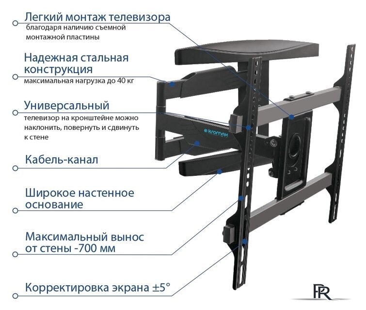 Кронштейн для телевизора Kromax ATLANTIS-60 (черный) - Изображение №4 — Интернет-магазин ПроЗаказ