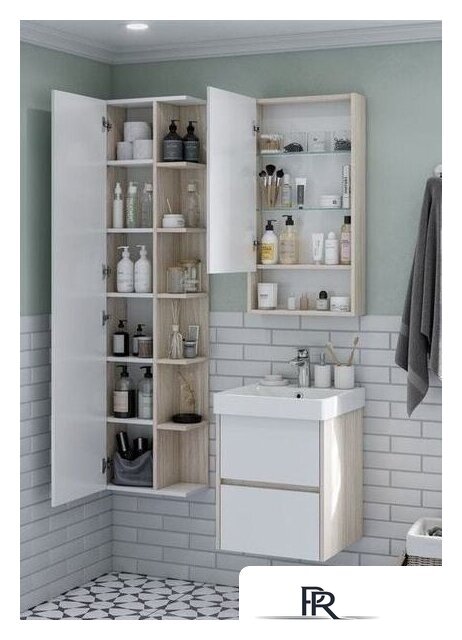  Акватон Шкаф с зеркалом Сканди 45 1A252002SDB20 (белый/дуб верона) - Изображение №4 — Интернет-магазин ПроЗаказ