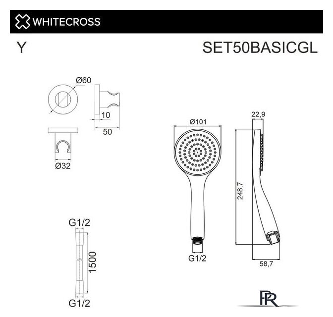 Душевой гарнитур  Whitecross SET50BASICGL (золото) - Изображение №2 — Интернет-магазин ПроЗаказ