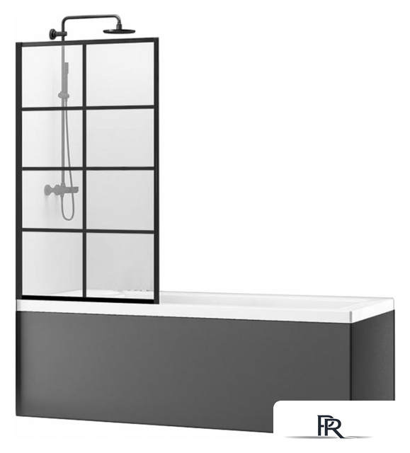 Стеклянная шторка для ванны Rea Lagos-1 Fix 70 (черный/прозрачное стекло) - Изображение №1 — Интернет-магазин ПроЗаказ