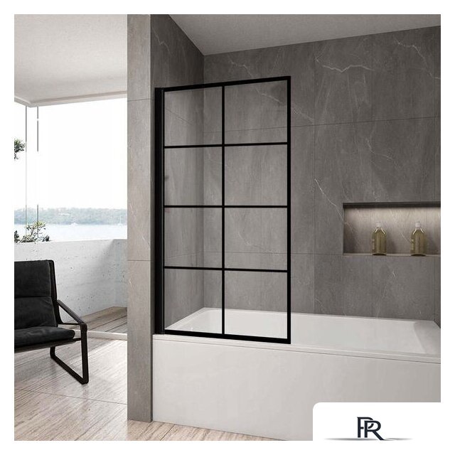 Стеклянная шторка для ванны Rea Lagos-1 Fix 70 (черный/прозрачное стекло) - Изображение №2 — Интернет-магазин ПроЗаказ