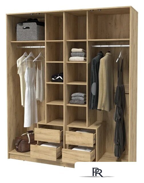 Шкаф распашной Интерлиния Концепт Тренд КТ-Ш4 (дуб золотой/индиго) - Изображение №3 — Интернет-магазин ПроЗаказ