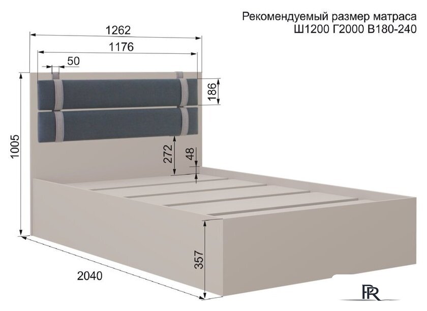 Кровать Аквилон Чарли №1200М (кашемир) - Изображение №6 — Интернет-магазин ПроЗаказ