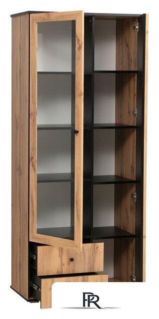 Шкаф распашной Олмеко Либерти 51.02 опора 20мм (дуб вотан/черный) - Изображение №2 — Интернет-магазин ПроЗаказ