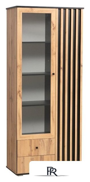 Шкаф распашной Олмеко Либерти 51.02 опора 20мм (дуб вотан/черный) - Изображение №1 — Интернет-магазин ПроЗаказ