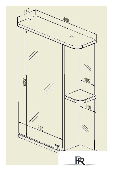  СанитаМебель Шкаф с зеркалом Камелия-09.45 (правый, белый) - Изображение №2 — Интернет-магазин ПроЗаказ