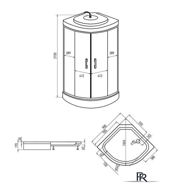 Душевая кабина Erlit ER3509P-C3-RUS 90x90 - Изображение №2 — Интернет-магазин ПроЗаказ