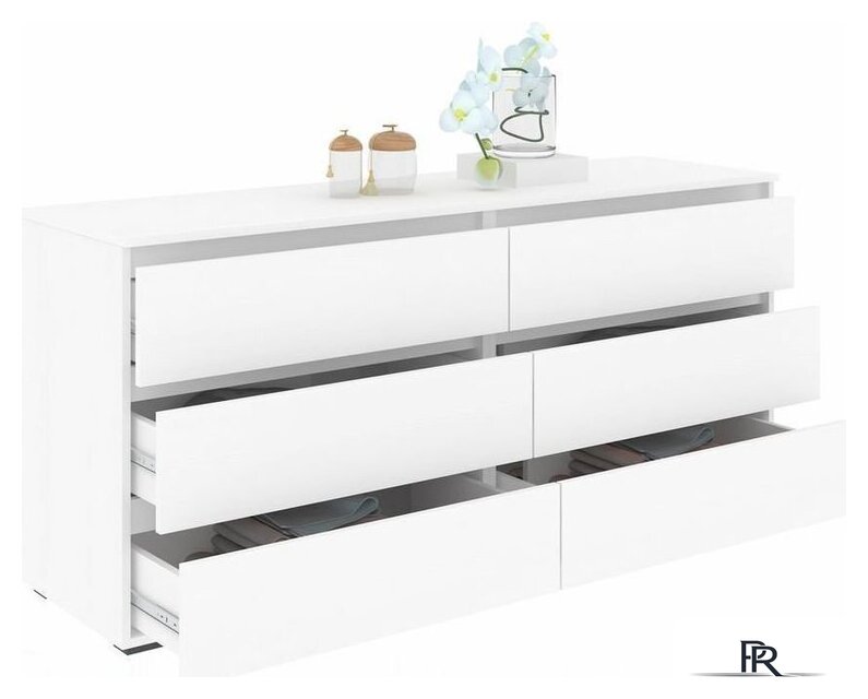 Комод Кортекс-мебель Бари 160 6ш (белый/белый/белый) - Изображение №2 — Интернет-магазин ПроЗаказ