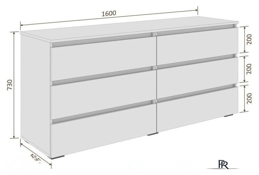 Комод Кортекс-мебель Бари 160 6ш (белый/белый/белый) - Изображение №5 — Интернет-магазин ПроЗаказ
