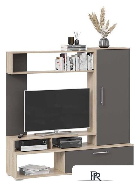 Стенка Трия Сиена (дуб сонома/графит серый) - Изображение №1 — Интернет-магазин ПроЗаказ