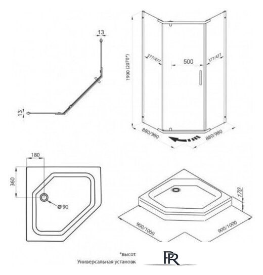 Душевой уголок Triton Дека-Блэк 90x90 (хром, без поддона) - Изображение №8 — Интернет-магазин ПроЗаказ