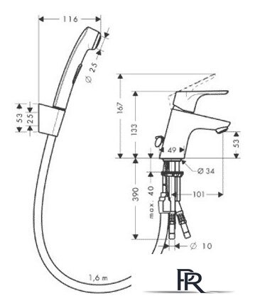 Смеситель с лейкой для биде Hansgrohe Focus E2 (31926 000) - Изображение №2 — Интернет-магазин ПроЗаказ
