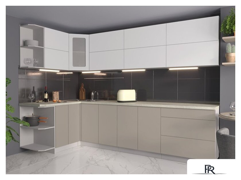 Готовая кухня Интерлиния Мила Матте 1.5x3.0 А левая (белый/луна/опал светлый) - Изображение №2 — Интернет-магазин ПроЗаказ