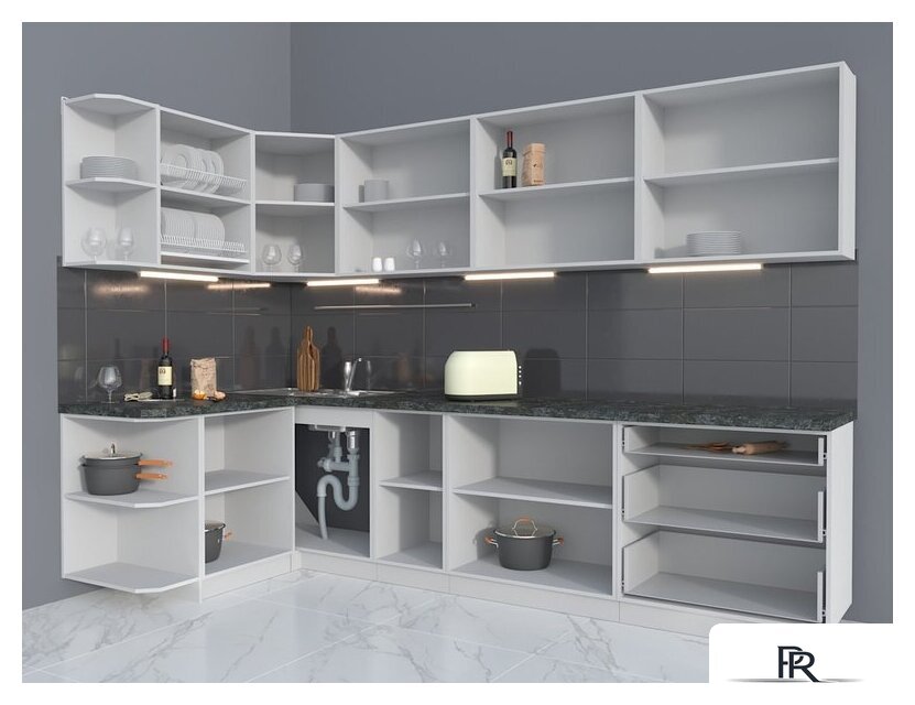 Готовая кухня Интерлиния Мила Матте 1.5x3.0 А левая (белый/луна/опал светлый) - Изображение №3 — Интернет-магазин ПроЗаказ