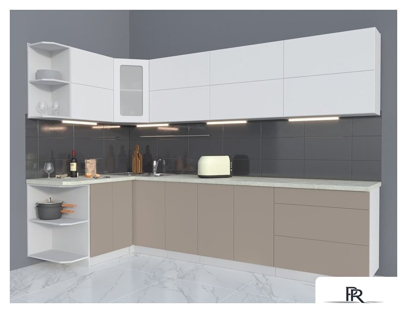 Готовая кухня Интерлиния Мила Матте 1.5x3.0 А левая (белый/луна/опал светлый) - Изображение №1 — Интернет-магазин ПроЗаказ