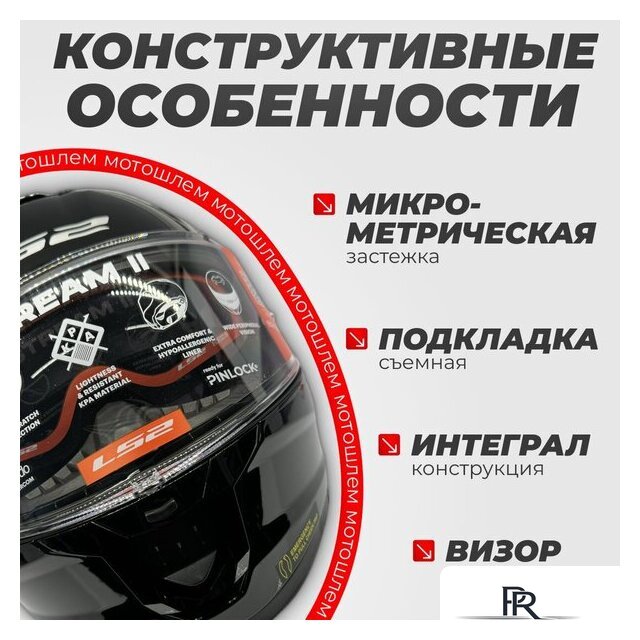 Мотошлем LS2 FF808 Stream II (XL, черный) - Изображение №3 — Интернет-магазин ПроЗаказ