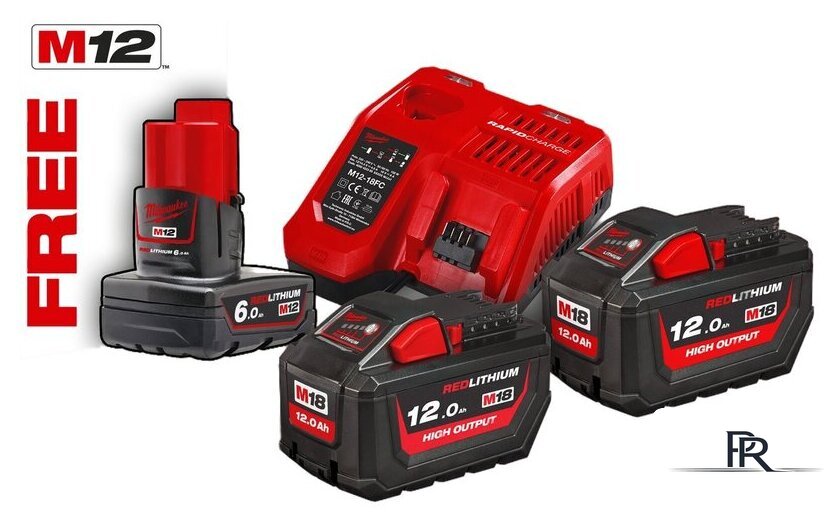 Аккумулятор с зарядным устройством Milwaukee M18 HNRG-122 4933464261 (2x12 Ач + 1x6 Ач/12-18В) - Изображение №1 — Интернет-магазин ПроЗаказ