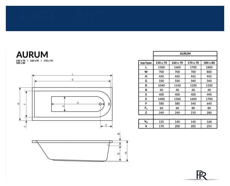 Ванна Excellent Aurum 180x80 (без ножек) - Изображение №6 — Интернет-магазин ПроЗаказ