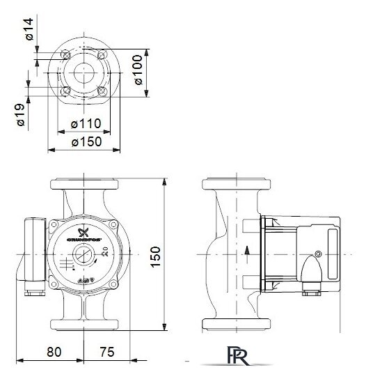 Циркуляционный насос Grundfos UP 40-50 F B 250 - Изображение №2 — Интернет-магазин ПроЗаказ