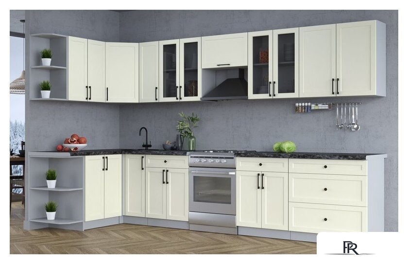 Готовая кухня Интерлиния Тренд 1.5x3.5 левая (белый/белый/кастилло темный) - Изображение №2 — Интернет-магазин ПроЗаказ