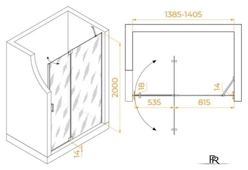Душевая дверь RGW HO-014 350601414-11 (хром/прозрачное стекло) - Изображение №2 — Интернет-магазин ПроЗаказ