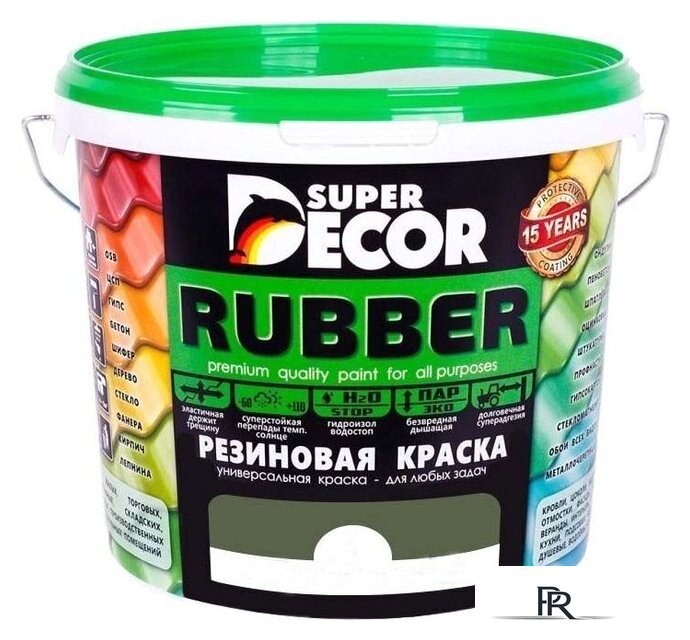 Краска Super Decor Резиновая 12 кг (№14 изумруд) - Изображение №1 — Интернет-магазин ПроЗаказ