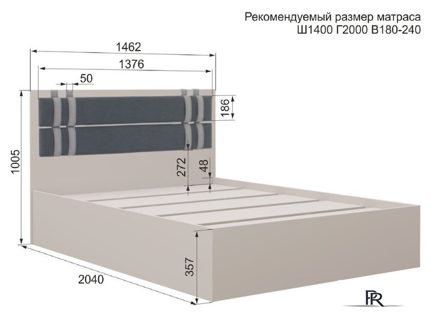 Кровать Аквилон Чарли №14М (кашемир) - Изображение №6 — Интернет-магазин ПроЗаказ