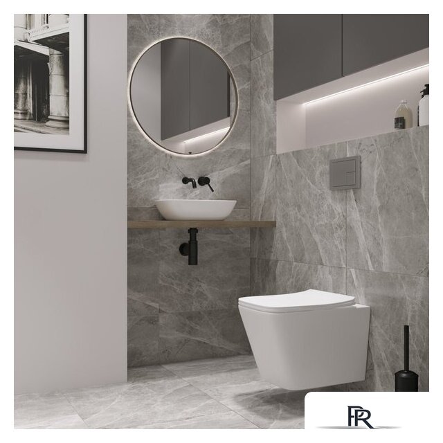 Унитаз подвесной Lauter Square 214903 с кнопкой 219704HD (узкая, черный) - Изображение №16 — Интернет-магазин ПроЗаказ