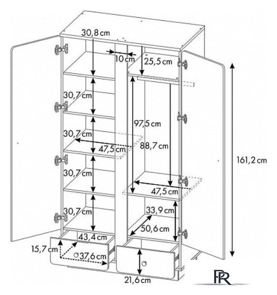 Шкаф распашной Polini Kids Ameli 4010 с ящиками 0002763.174 (белый/дуб крафт золотой) - Изображение №12 — Интернет-магазин ПроЗаказ