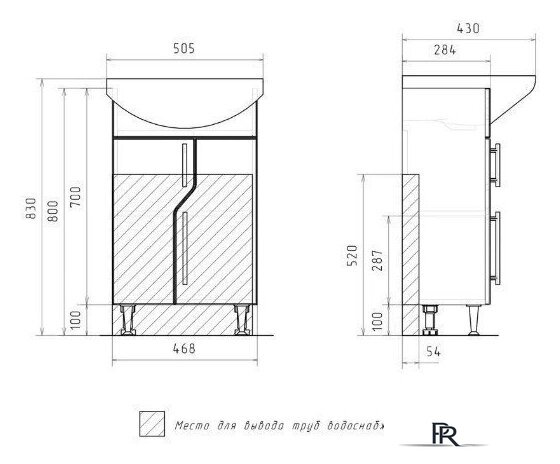  Volna Тумба под умывальник Bruno 50.2D Рива (напольная) - Изображение №10 — Интернет-магазин ПроЗаказ