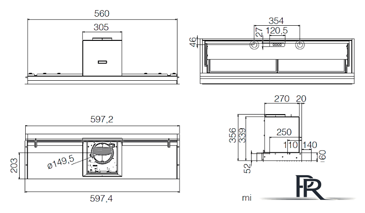 Кухонная вытяжка Elica Lever IX/A/56 PRF0160153 - Изображение №5 — Интернет-магазин ПроЗаказ