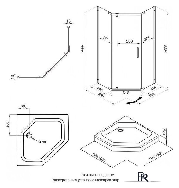 Душевой уголок Triton Дека-Блэк 90x90 (черный, без поддона) - Изображение №11 — Интернет-магазин ПроЗаказ